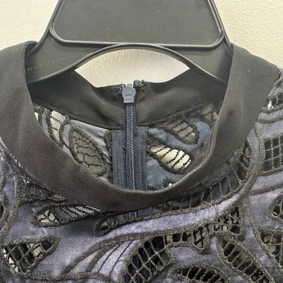 Antonio Melani Liva Black & Blue Lace Embroidered Fit & Flare Dress - Size 12 - Picture 12 of 16